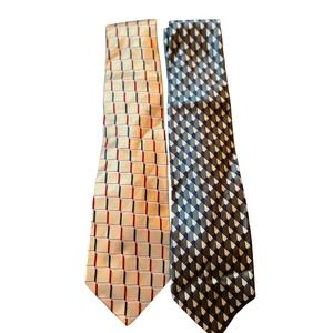 J.S. A. Bank Corporate‎ Neckties Lot of 2 Geometric Patterned Silk Ties Men's